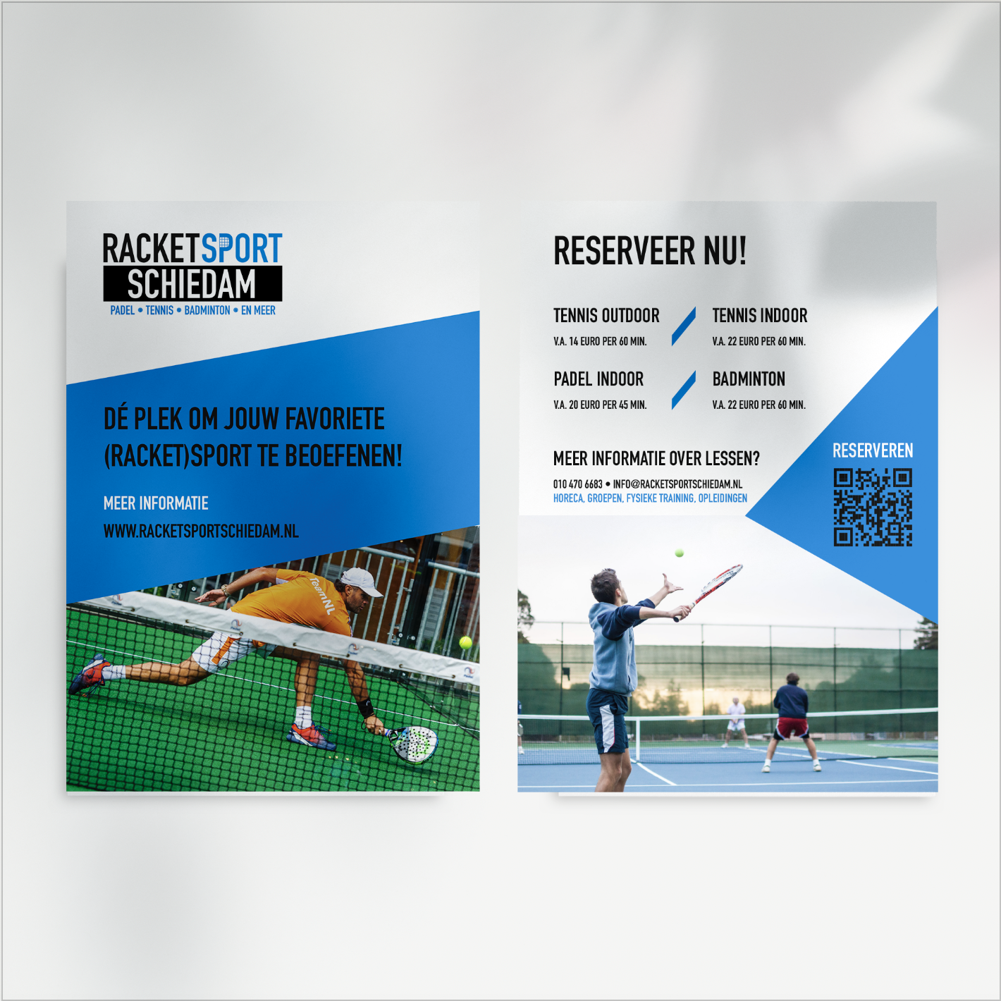 Flyer ontwerp | Grafisch vormgeven | Sport flyer | Racket Sport Schiedam | Padel acties